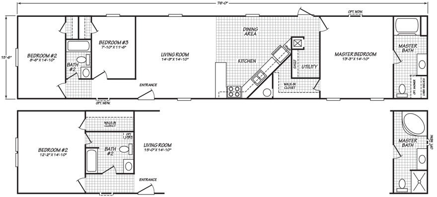 Dodson 16 X 78 1178 Sqft Mobile Home Factory Expo Home Centers