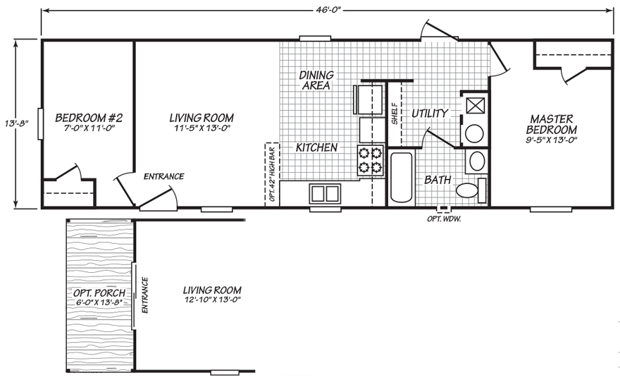 Wilmington 14 X 46 628 sqft Mobile Home | Factory Expo ...